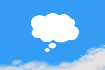 Speech bubble clouds on blue sky