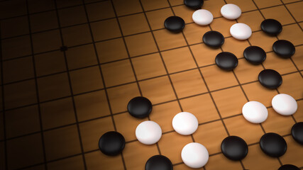 Go  abstract strategy board game for two players image 3d rendering.