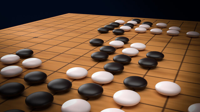 Go  abstract strategy board game for two players image 3d rendering.