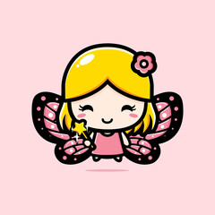 cute and lovely cartoon animal butterfly fairy vector design