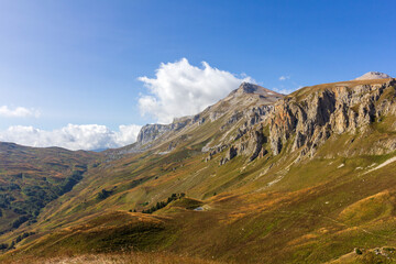 Mountain landscape, autumn sketches from tourist routes, recreation places for citizens.