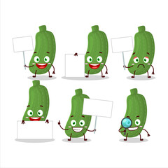 Zucchini cartoon in character bring information board