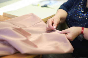 Tailor atelier handmade exclusive clothes making and repair, private business, creative occupation concept