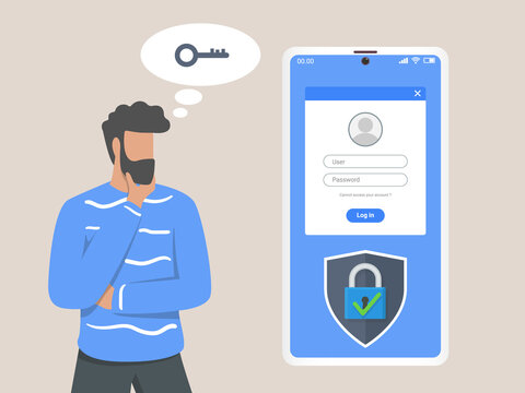 Man forgot password to login concept illustration
