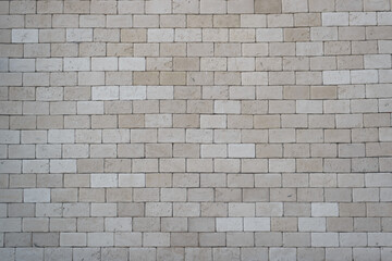 Brickwork of gray, large bricks, outside. Brick wall texture background, copy space