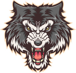 illustration vector graphic of angry wolf head mascot
