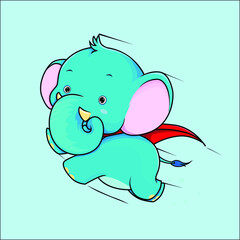 illustration graphic vector of Super Elephant Cartoon Vector,best for illustration book,sticker,etc.