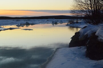 Kandalaksha Bay of White Sea in March