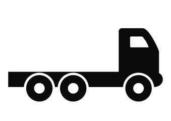 lorry with a trailer, towing service, black vector icon
