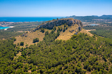 Fototapeta na wymiar An aerial view on the Puig de s'Agulla on Mallorca island in Spain
