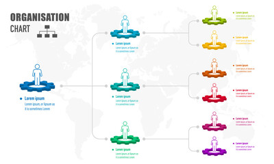 Corporate organization chart with business people icons. Vector illustration.	
