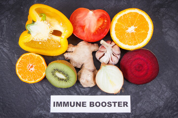 Fruits and vegetables as healthy immune booster. Source vitamins and minerals