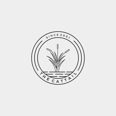 minimalist cattails reed logo vector illustration design