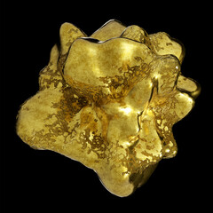 A gold-colored metal nugget on the background.