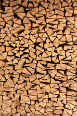 front portrait of Wood stacked in a pile