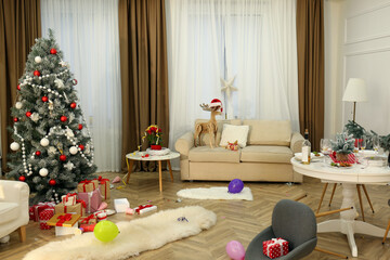 Mess in room after new year party