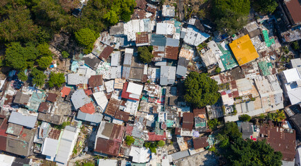 2021 Feb 23,Hong Kong.Aerial view of Cha Kwo Ling Village.The Cha Kwo Ling Village, described as one of the last squatter villages in Hong Kong has a population of approximately 2,400.