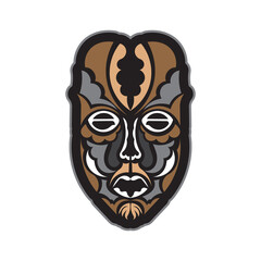 Samoan style mask. Polynesian style tiki. Isolated. Vector