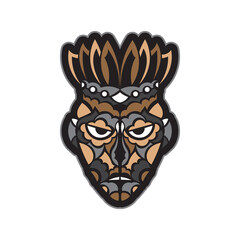 Maori or Samoan style mask. Polynesian style tiki. Good for t-shirts, phone cases, and tattoos. Isolated. Vector illustration