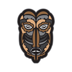 Maori or Samoan style mask. Polynesian style tiki. Good for t-shirts, phone cases, and tattoos. Isolated. Vector