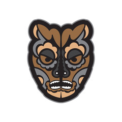 Fototapeta na wymiar Colored Mask in Maori or Samoan style. Polynesian style tiki. Good for t-shirts, phone cases, and tattoos. Isolated. Vector