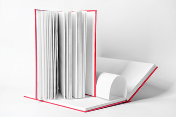 Blank books on white background