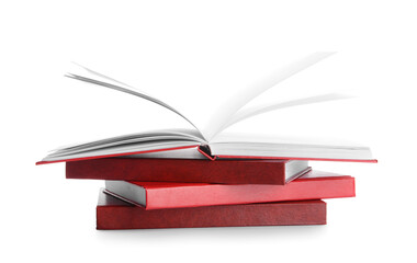 Blank books on white background