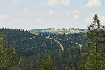 View from Sataf Park to a settlement in the suburbs of Jerusalem
