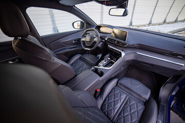 empty modern car interior front seat
