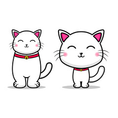 cute 2 cat caricature design mascot kawaii