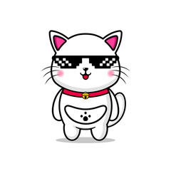 cute cool cat design mascot kawaii