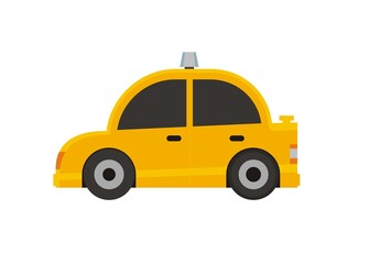 Naklejka na ściany i meble Yellow taxi car. Simple flat illustration.