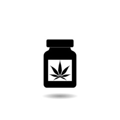 Bottle with medical marijuana icon with shadow