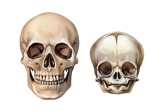 Child and adult skull anatomy