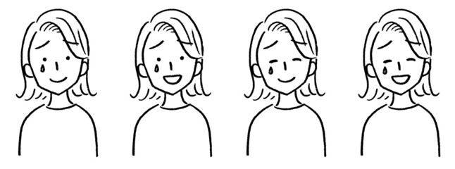 女性 バストアップ 顔バリエーション 悲しい