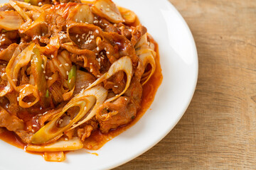 stir-fried pork with Korean spicy paste and kimchi