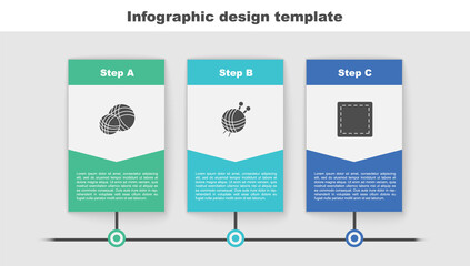 Set Yarn ball, with knitting needles and Sewing Pattern. Business infographic template. Vector.