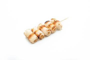grilled tube shaped fish paste cake skewer