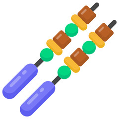 
Bbq sticks flat design editable icon, cooking equipment 

