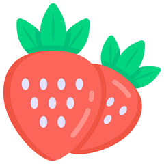 Obraz premium Strawberries flat style icon, healthy and organic food
