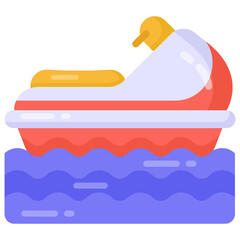 
Scooter boat is a sea vehicle, flat vector 

