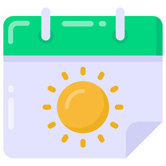 
Sun on paper denoting flat icon of summer calendar 

