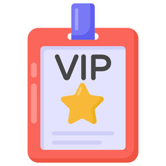 
Star on card denoting flat icon of vip pass 

