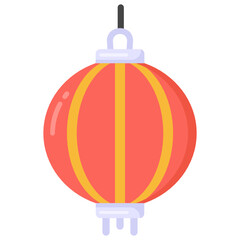 Obraz premium Chinese lantern in flat style icon, decoration accessory