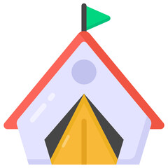 
Flat style icon of camp, outdoor stay  

