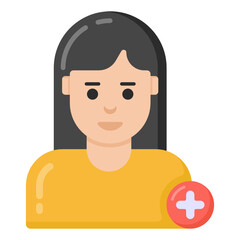 
Girls with plus denoting flat icon of add friend 

