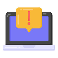 
Bubble and laptop denoting flat icon of message alert 

