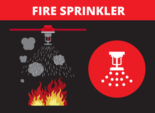 fire sprinkler, safety, vector design icon