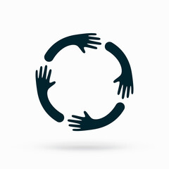 Hands hugs in circle shape vector illustration