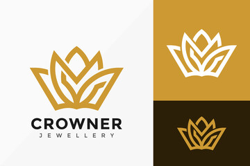 Luxury Crown Jewellery Logo Vector Design. Abstract emblem, designs concept, logos, logotype element for template.